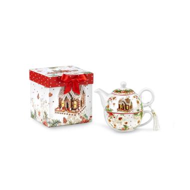 Teiere Natale Porcellana Fade Gingerbread cm.14x14x15