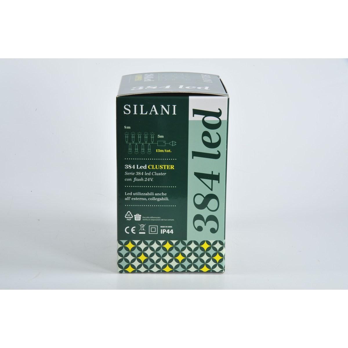 Luci Natale esterno LED 384 Cluster Bianco Freddo Prolungabile mt.13 |Silani