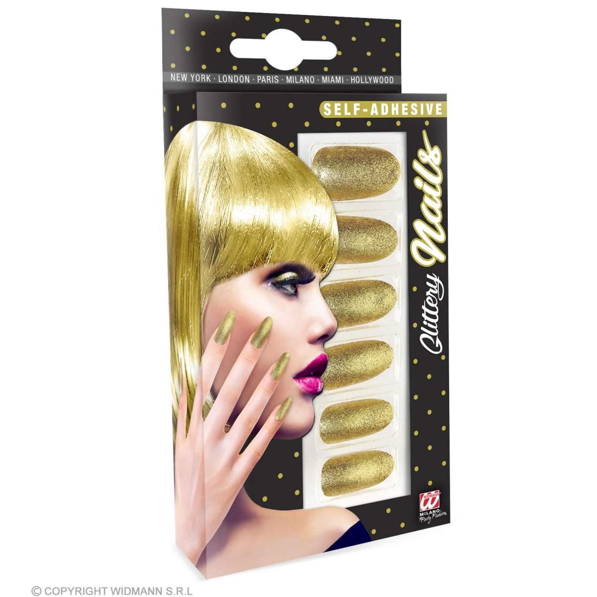 Unghie Adesive Oro Glitter  Set pz.12 |Widmann