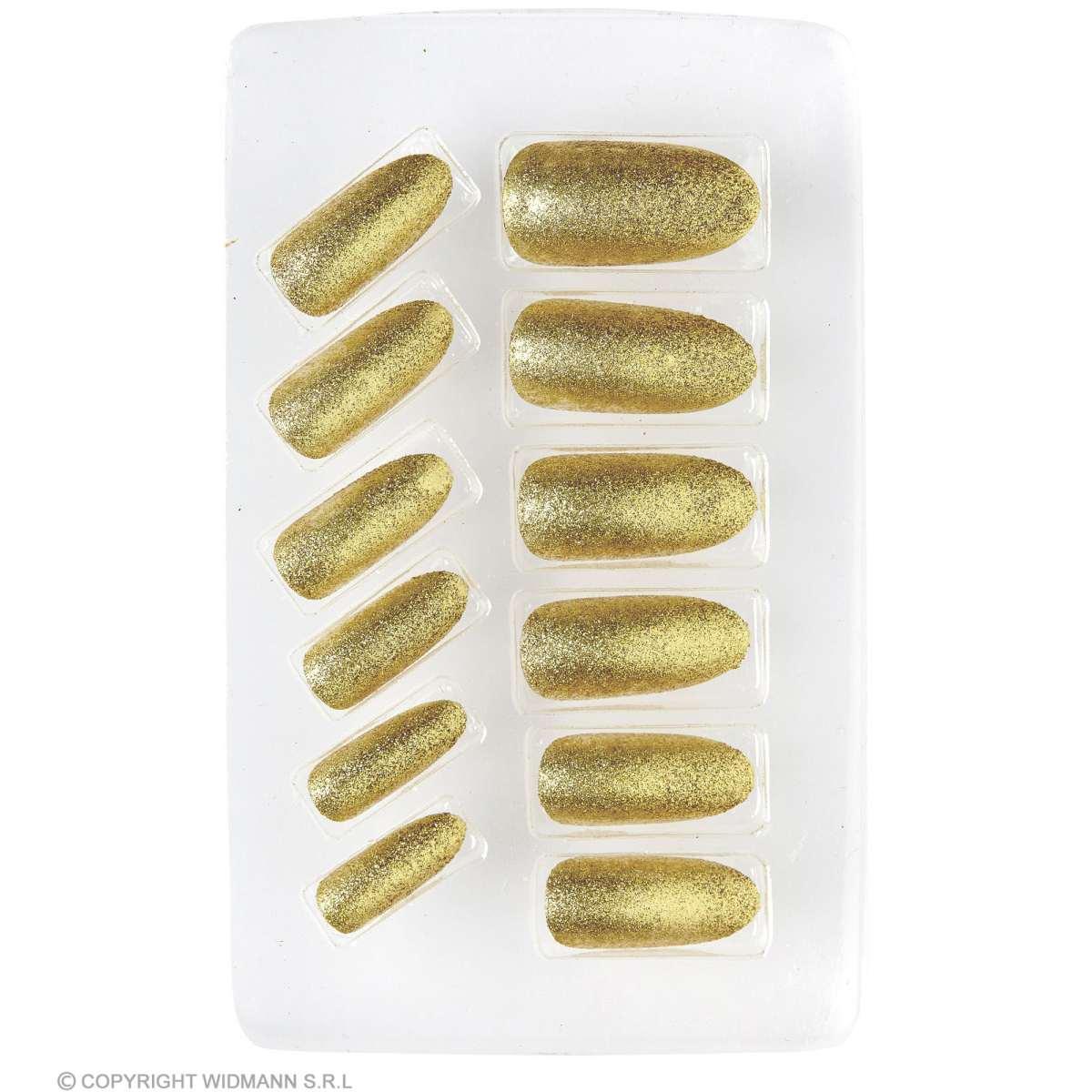 Unghie Adesive Oro Glitter  Set pz.12 |Widmann