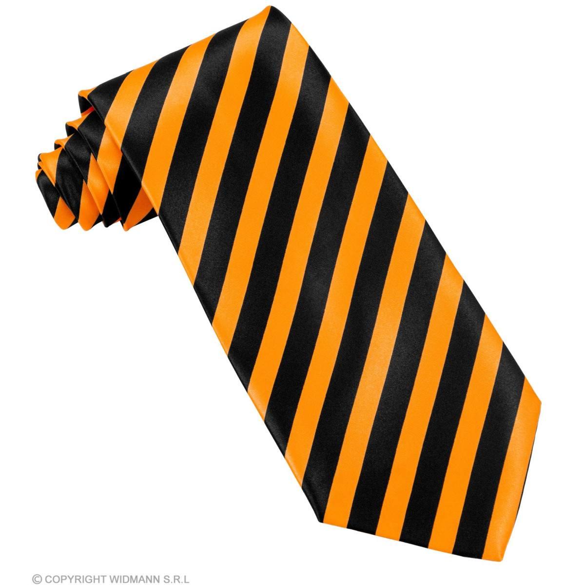 Cravatta Righe Arancione Fluo e Nero |Widmann