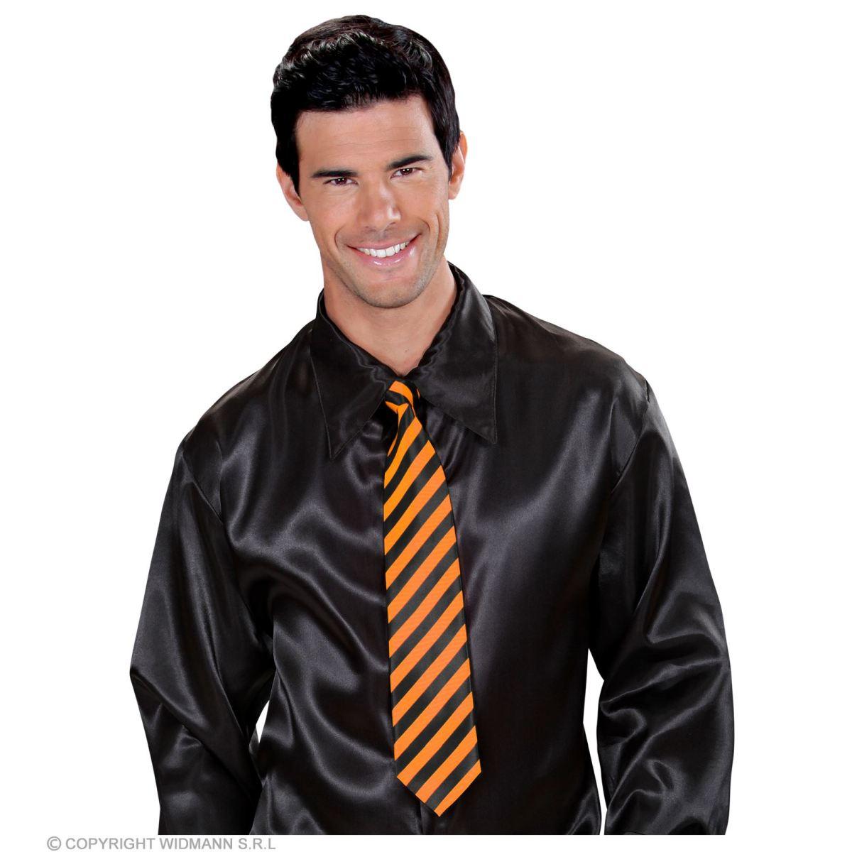 Cravatta Righe Arancione Fluo e Nero |Widmann