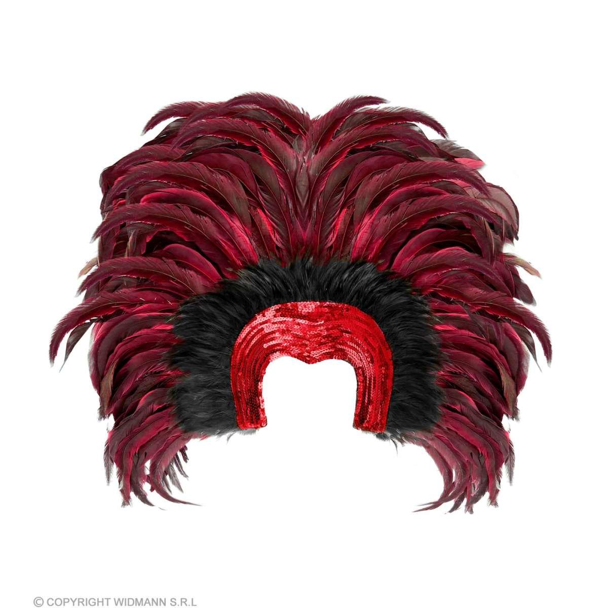 Copricapo Piume Rosse e Paillettes |Widmann