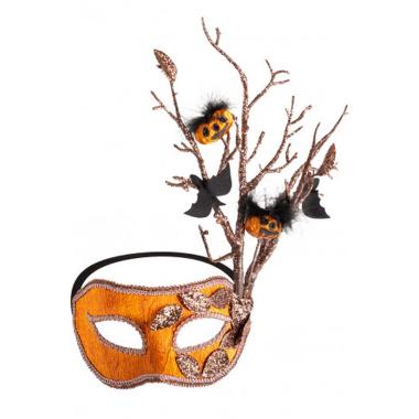 Maschera PVC Arancione con Zucche e Pipistrelli
