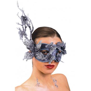 Maschera PVC Grigia con Farfalle Glitter