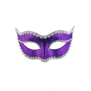 Maschera PVC Viola con Glitter e Strass