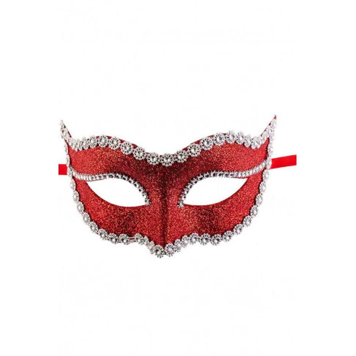 Maschera  Rossa con Glitter e Strass
