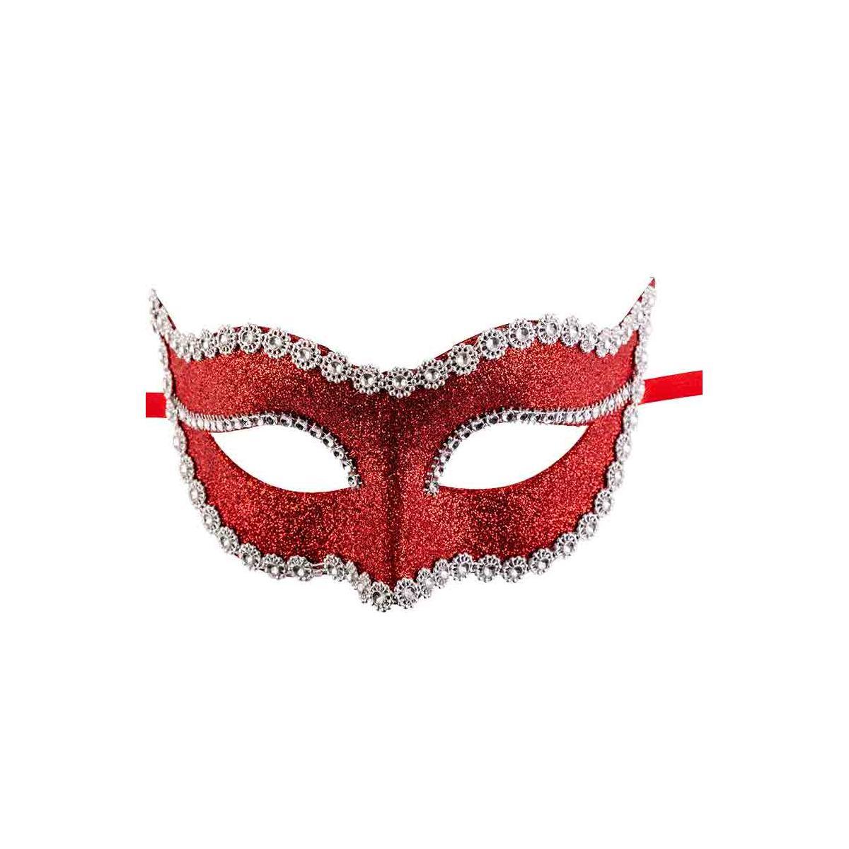 Maschera  Rossa con Glitter e Strass