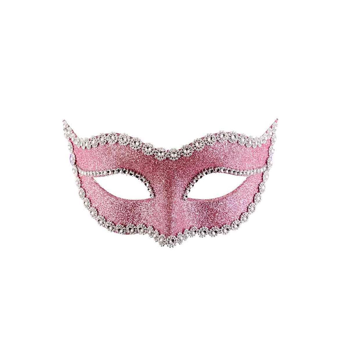 Maschera  Rosa con Glitter e Strass