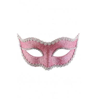 Maschera PVC Rosa con Glitter e Strass