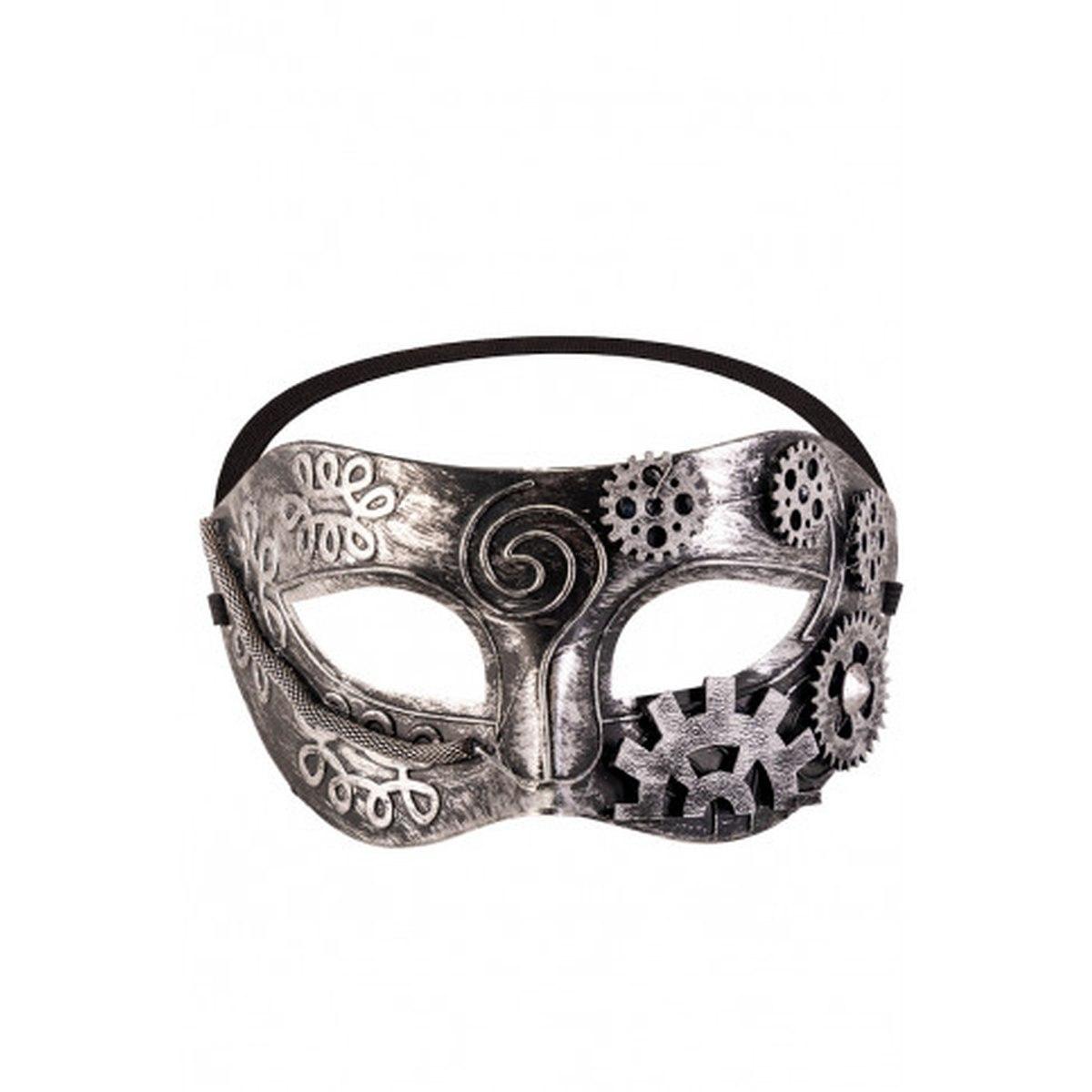 Maschera Viso PVC Steampunk Argento con Ingranaggi |Carnival Toys
