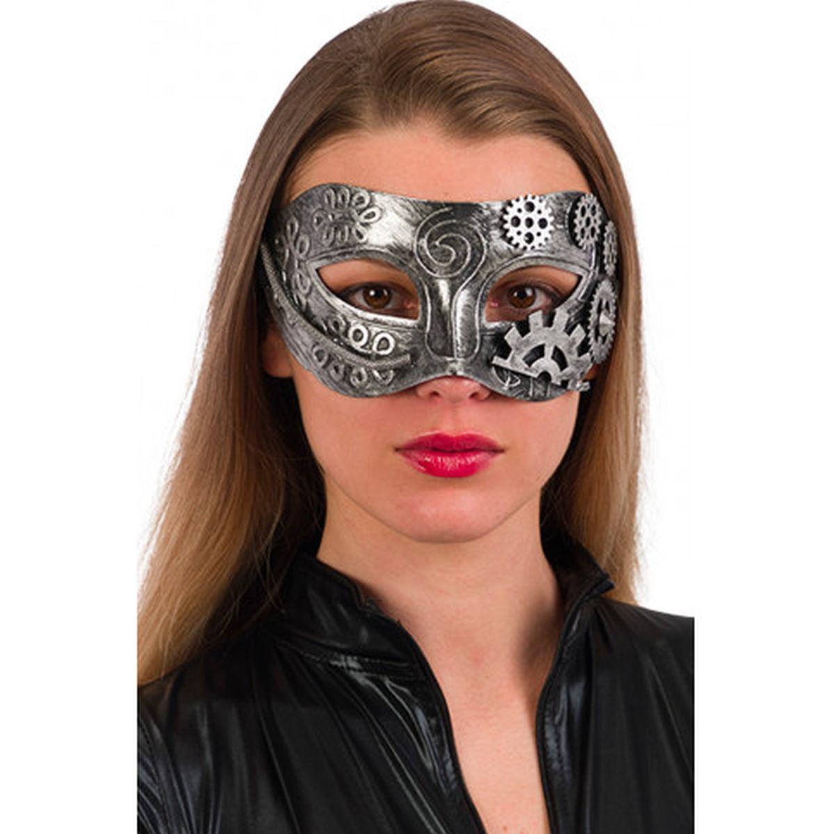 Maschera Viso PVC Steampunk Argento con Ingranaggi |Carnival Toys