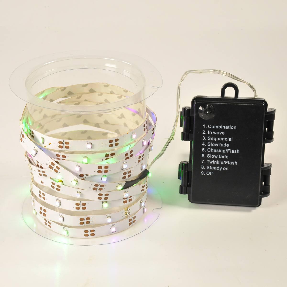 Luci Natale Esterno Batteria LED 20 Nastro mt.1 Blu |M2 Store