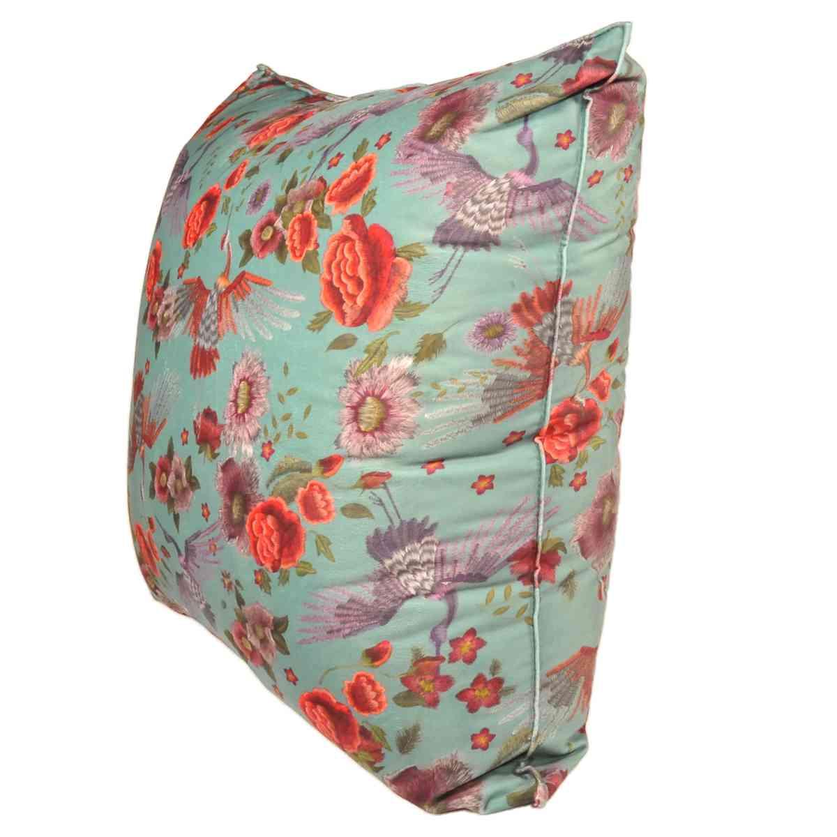 Cuscino Arredo Velour Bird Verde cm.50x50x19 | Alore Casa