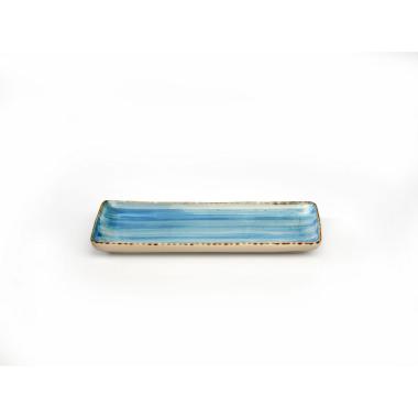 Vassoio Porcellana Rettangolare Azzurro Anice cm.30x18