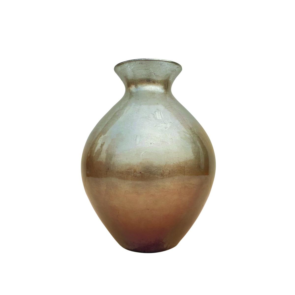 Vaso Ceramica Giara Argento Bronzo cm.26x42 | Ambienti Glamour