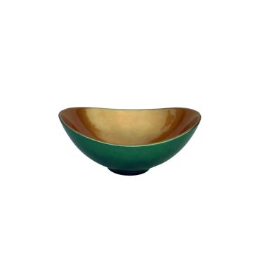Centrotavola Ceramica Verde e Oro cm.27x9