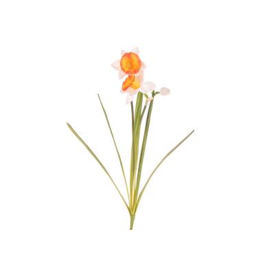 Fiore Artificiale Narciso Bianco e Arancione cm.47