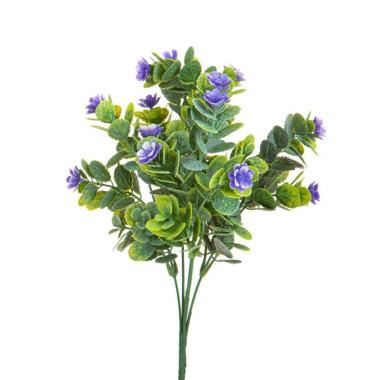 Fiore Artificiale Bouquet con Minifoglie Viola cm.33