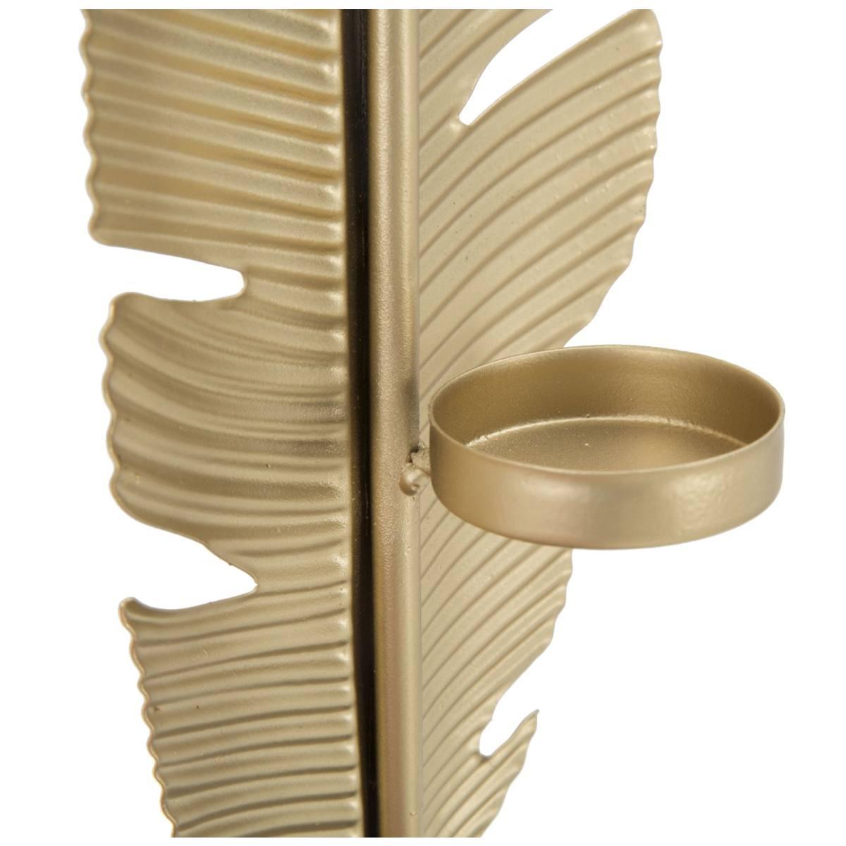 Scultura Foglia Con Portacandela Glam cm.10x10x34 |Mauro Ferretti