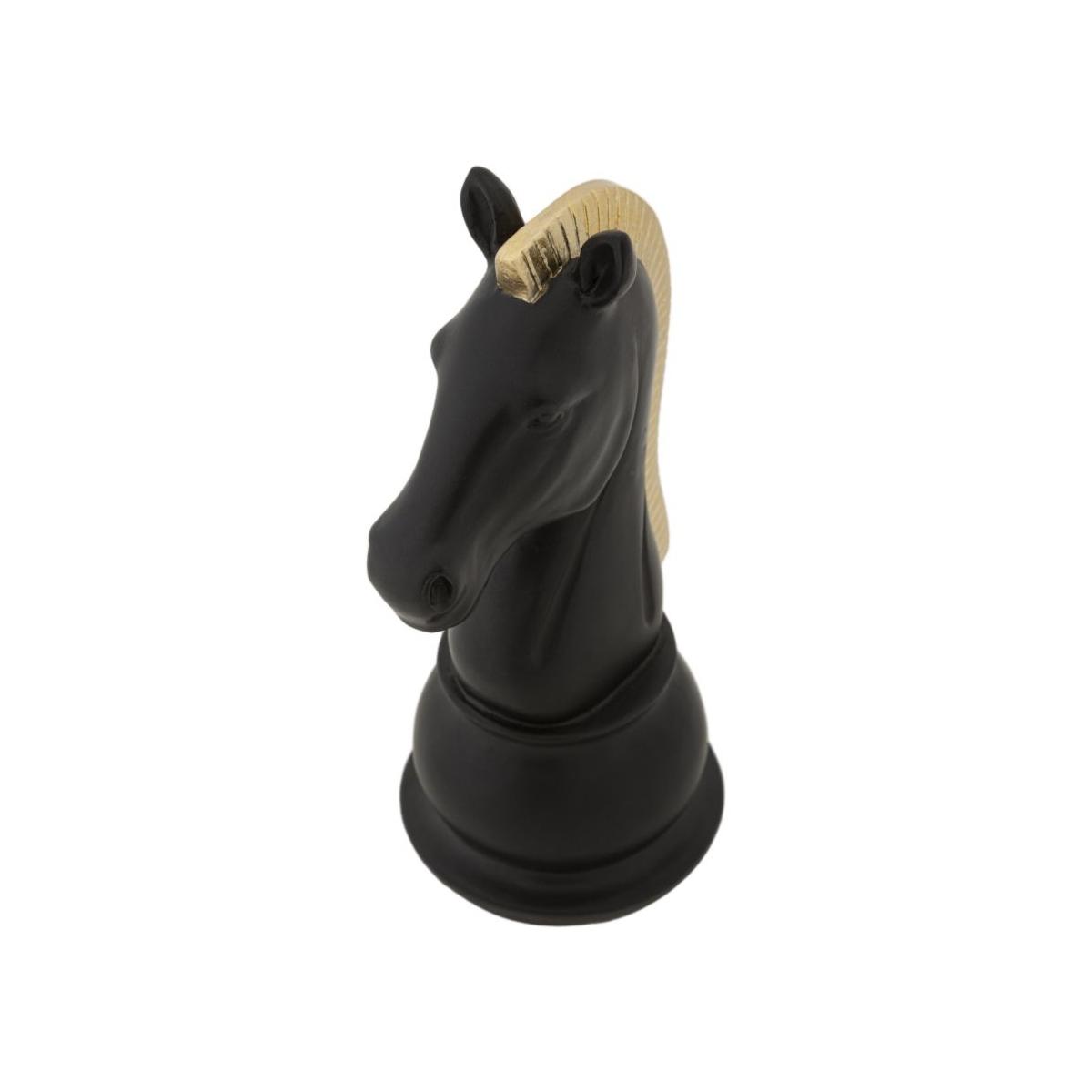 Scacchi Cavallo Nero Oro cm 10,5x8,5x19 061 | Mauro Ferretti