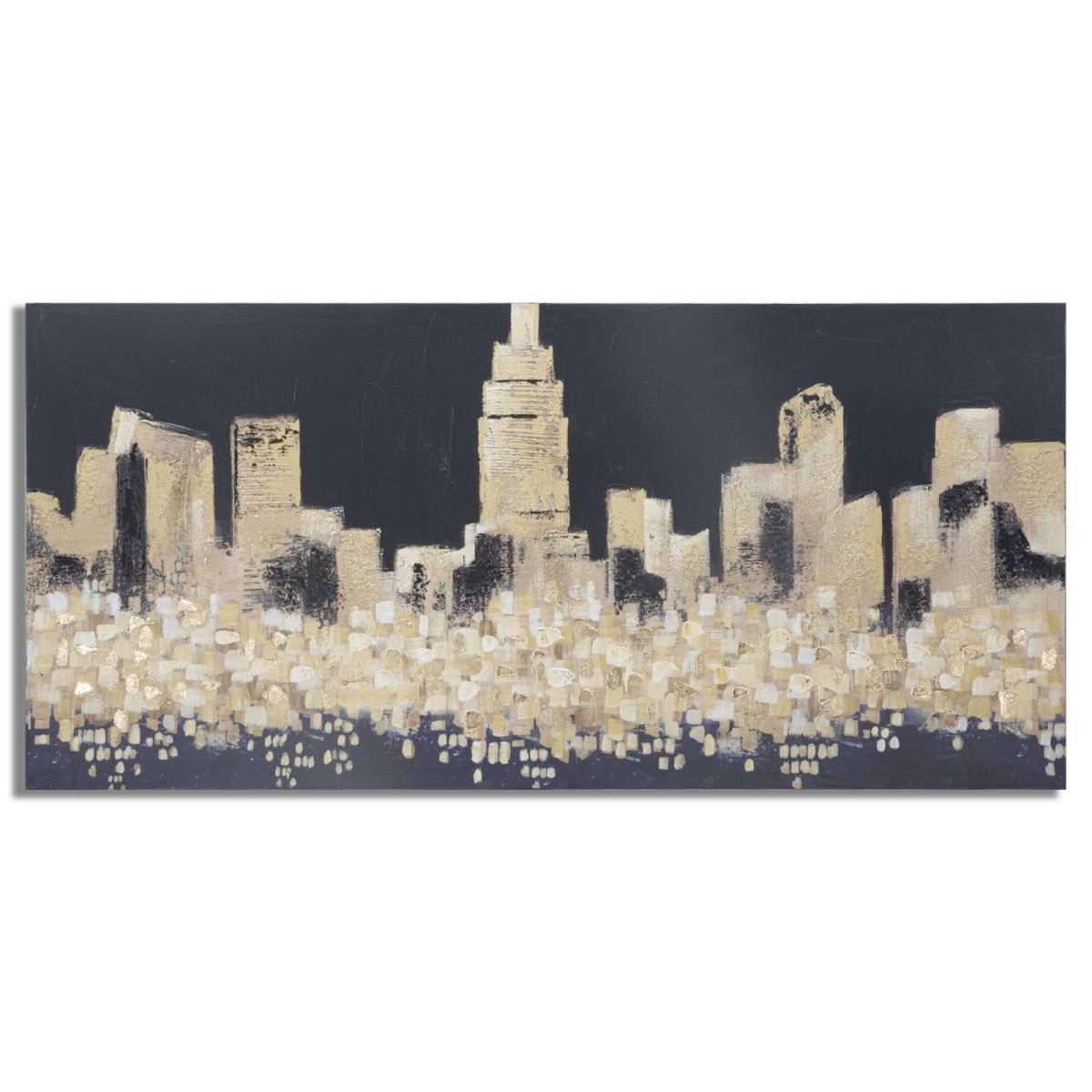 Quadro Dipinto Su Tela Golden City cm.150x3,8x70