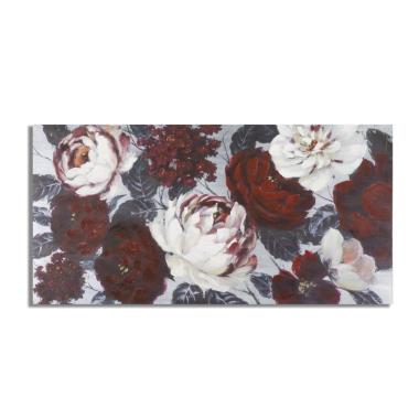 Quadro Dipinto Su Tela White/Red Flower Darkback cm.120x3,7x60