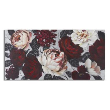Quadro Dipinto Su Tela White/Red Flower Lightback cm.150x3,8x76