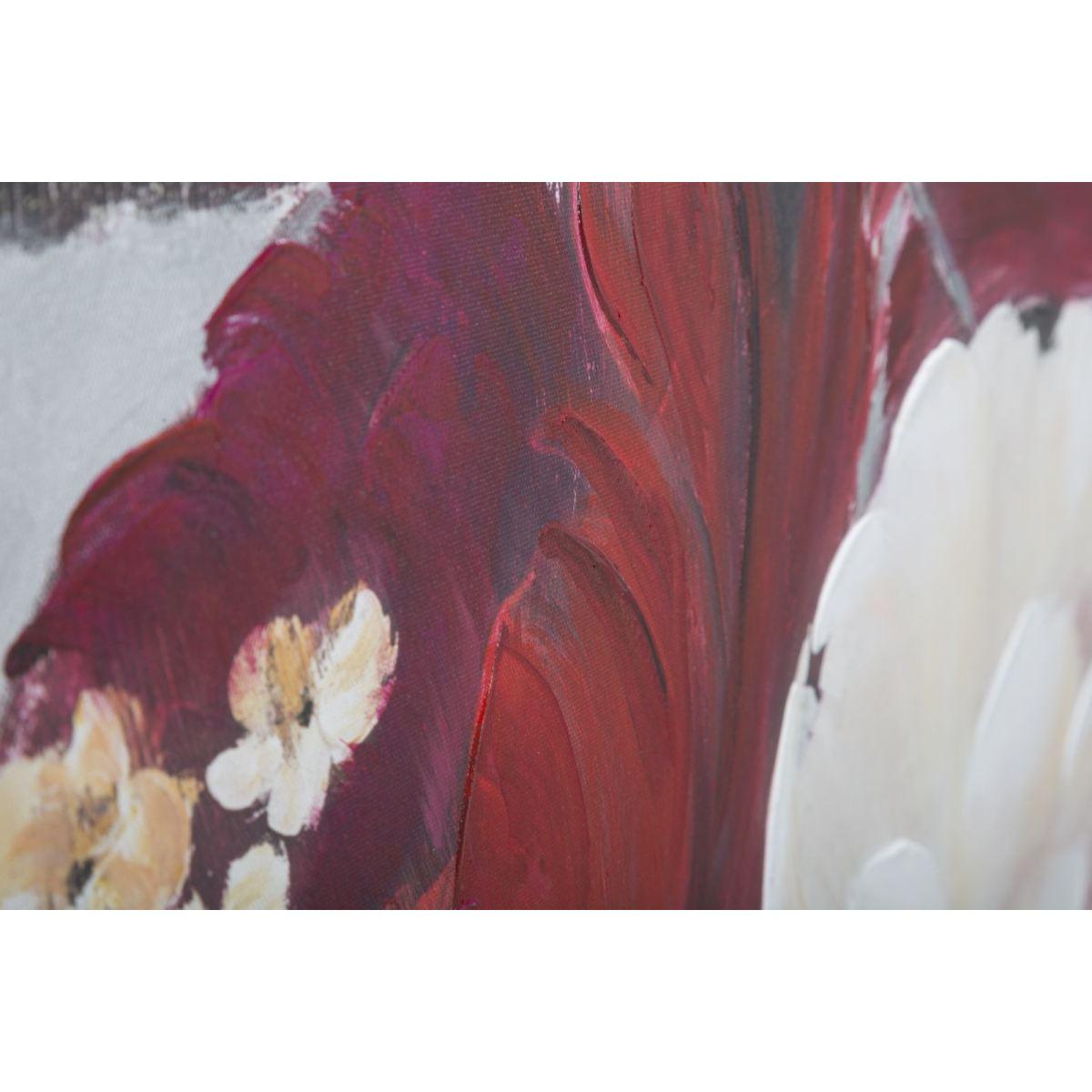 Quadro Dipinto Su Tela Red Flower Square cm.90x3,7x90