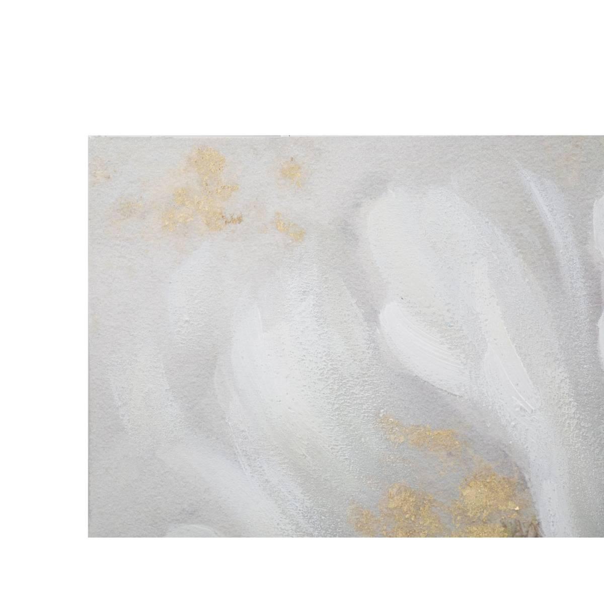Quadro Dipinto Su Tela White/Gold Flower cm.140x3,7x70