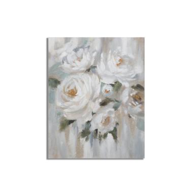 Quadro Dipinto Su Tela Crem Flower cm.80x3,7x100