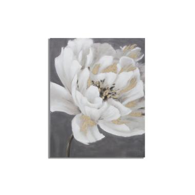 Quadro Dipinto Su Tela White/Gold Flower cm.80x3,7x100