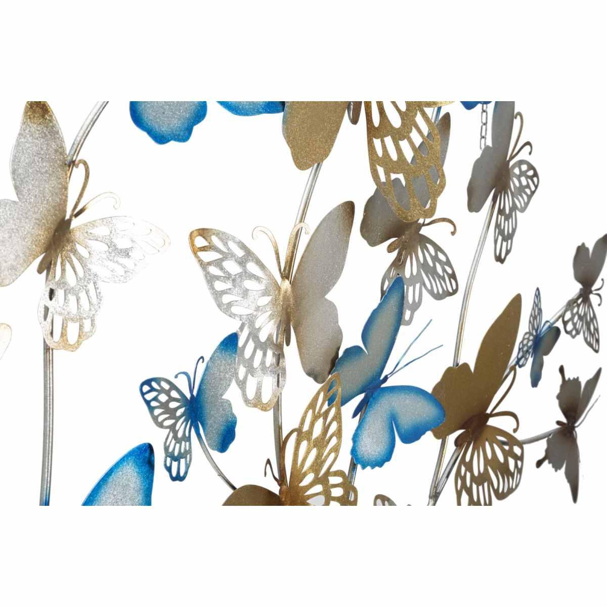 Quadro Pannello Da Muro Butterflies Oro/Celeste cm.132x3,5x95,5