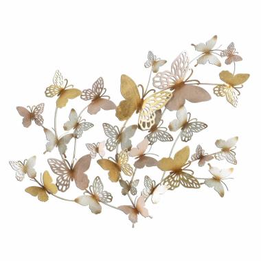 Quadro Pannello Da Muro Butterflies Oro/Rosa cm.132x3,5x95,5