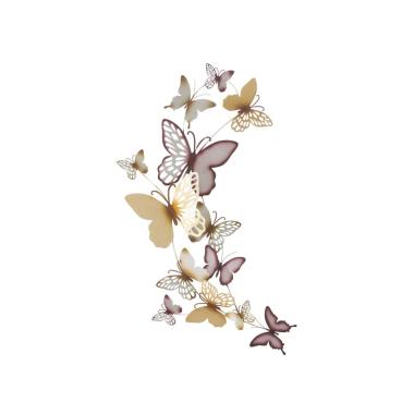 Quadro Pannello Da Muro Butterflies Oro/Bordeaux C cm.59,5x4x111,5
