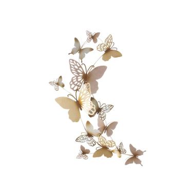 Quadro Pannello Da Muro Butterflies Oro/Rosa C cm.59,5x4x111,5