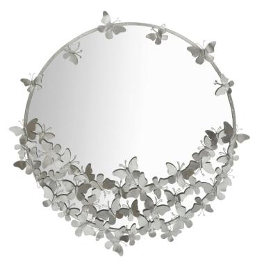Specchio Farfalle Round Silver cm.Ø91x3x94