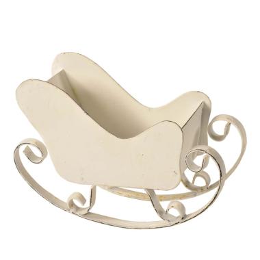 Portacandela Slitta Metallo cm.19x6xh12 Bianca |M2 Store