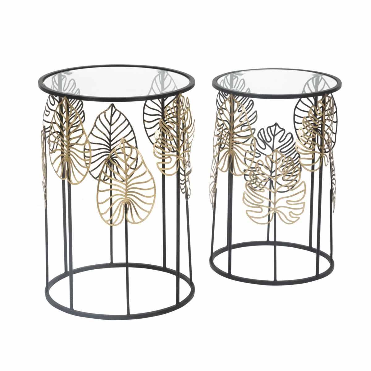 Tavolinetti Foglie Glam Coppia cm.ÃƒÂ˜38x55-33x50 | Mauro Ferretti