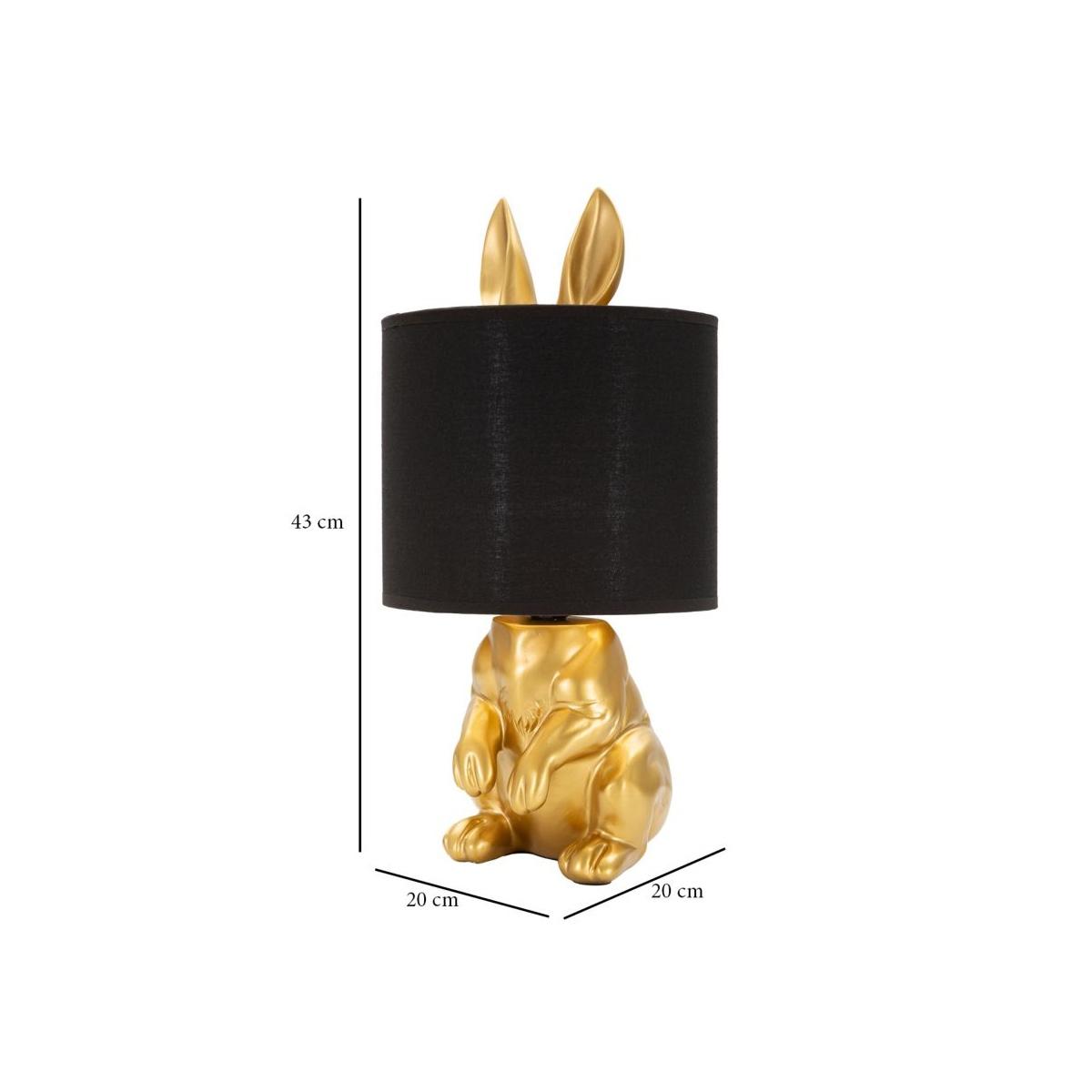 Lampada da Tavolo Coniglio Oro Nero con Paralume cm.ÃƒÂ˜20x43 | Mauro Ferretti