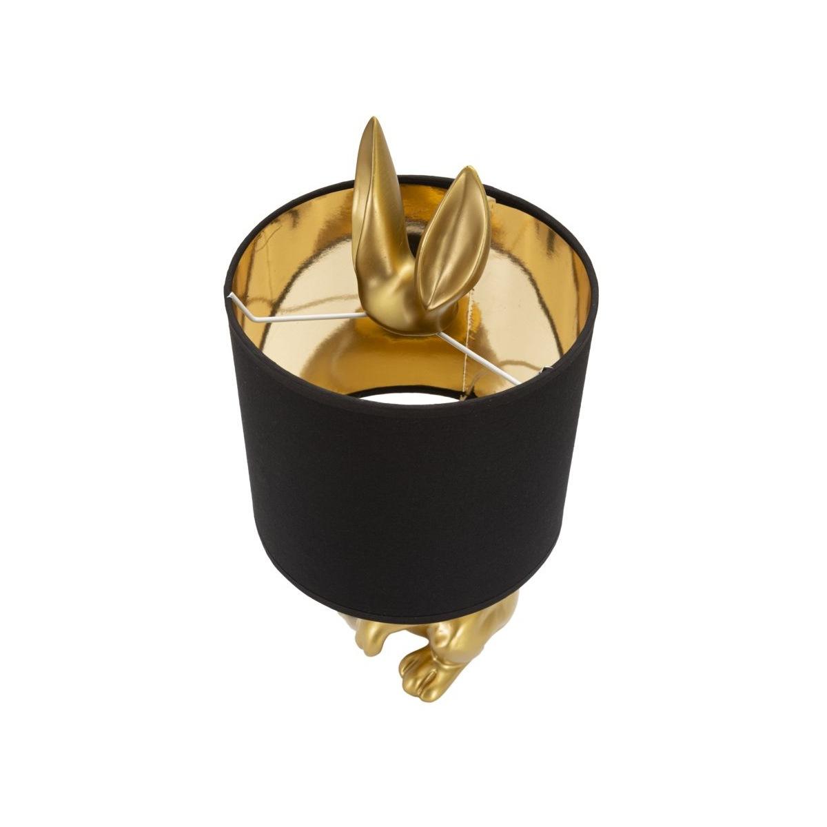 Lampada da Tavolo Coniglio Oro Nero con Paralume cm.ÃƒÂ˜20x43 | Mauro Ferretti