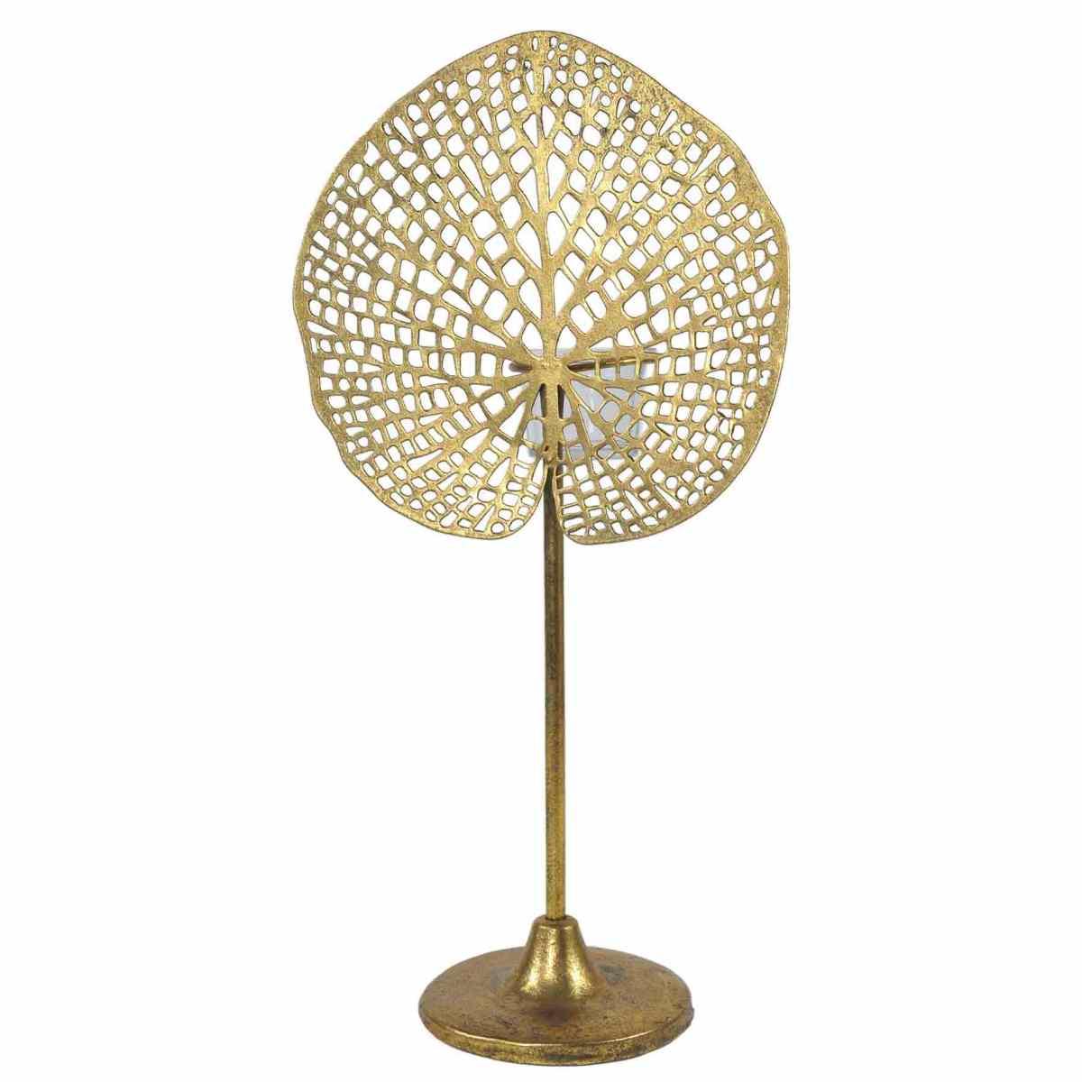 Portacandela Metallo Foglia Oro cm.21x40 |Innova