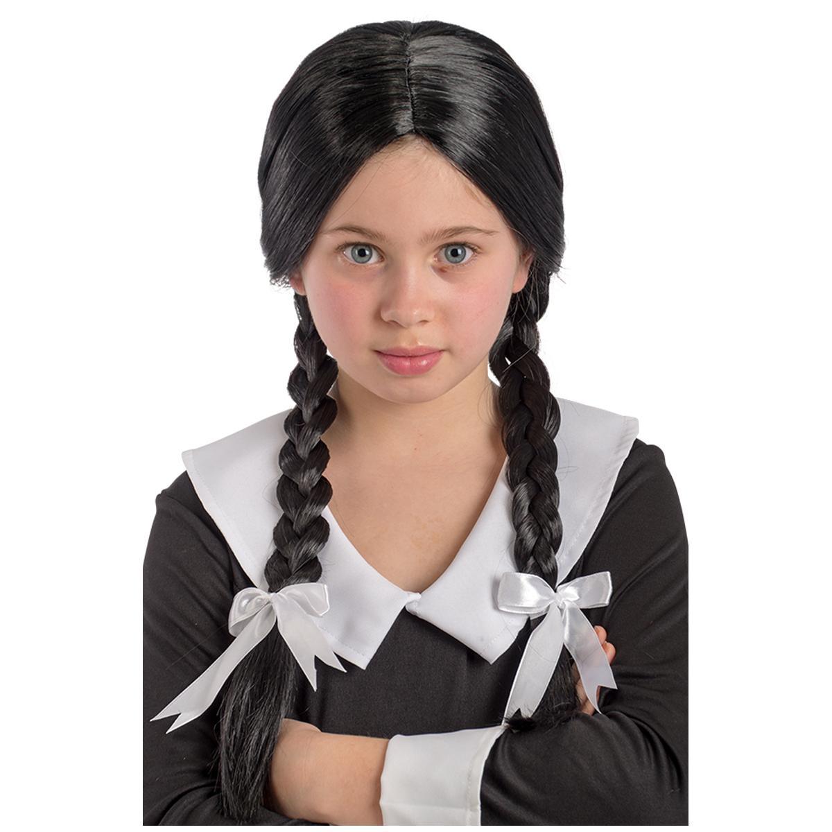 Parrucca Mercoledì Addams Bambina per Carnevale e Halloween
