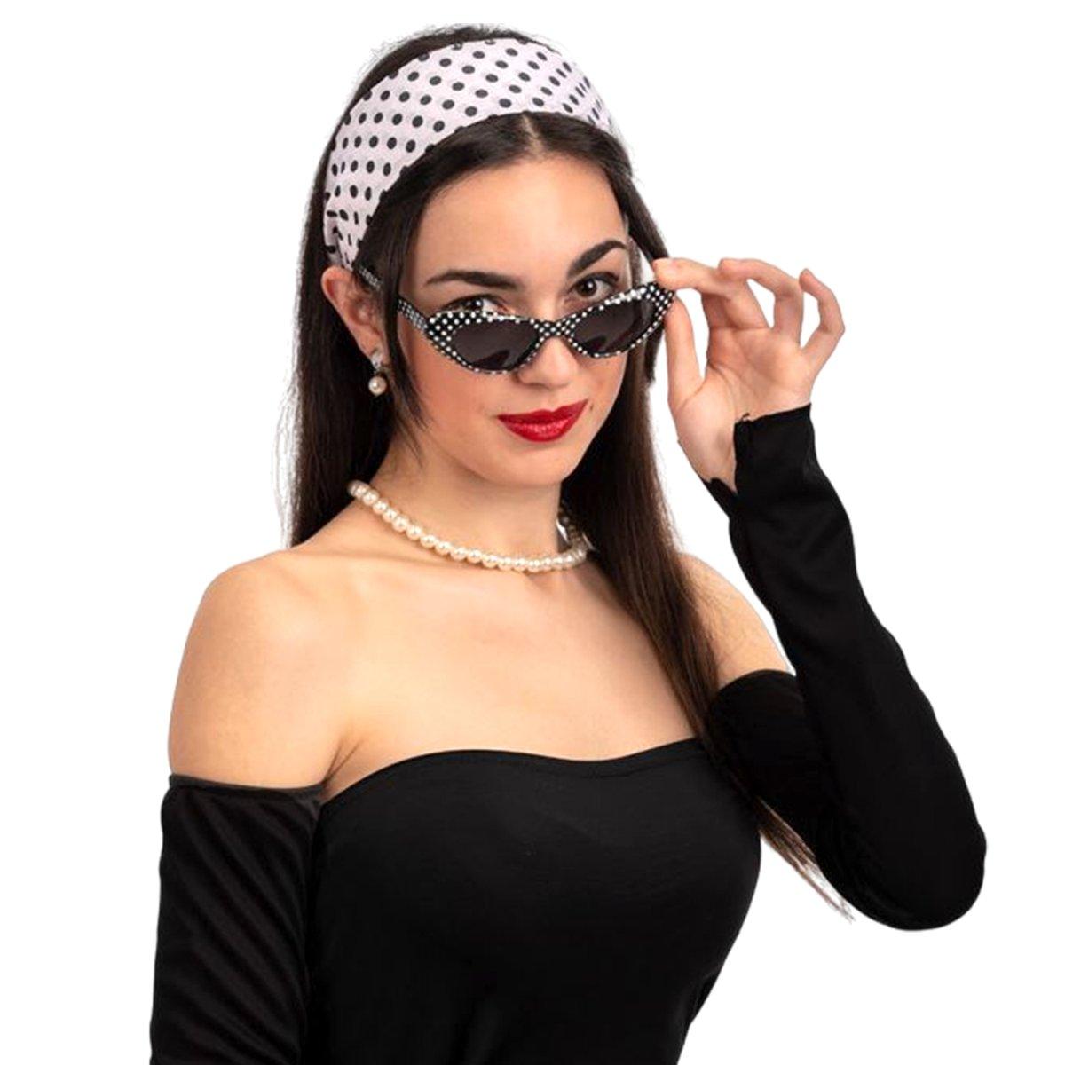 Costume Anni '60 con Occhiali Foulard Collana Orecchini |Carnival Toys
