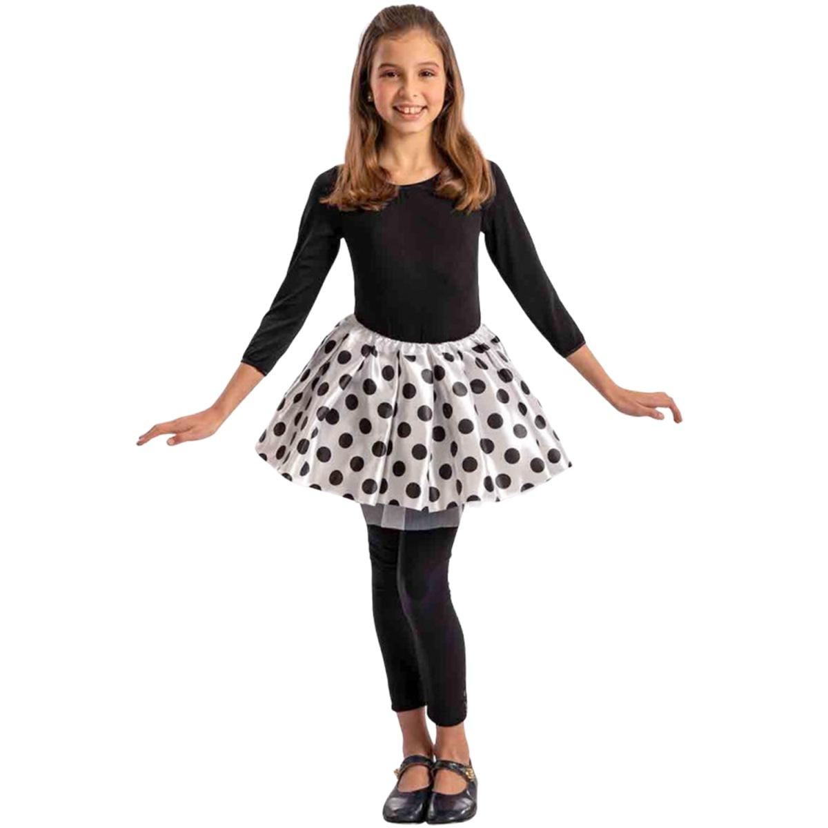 Gonna cm.30 Bimba Bianco Pois Neri |Carnival Toys