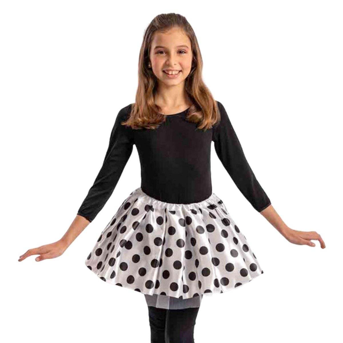 Gonna cm.30 Bimba Bianco Pois Neri |Carnival Toys