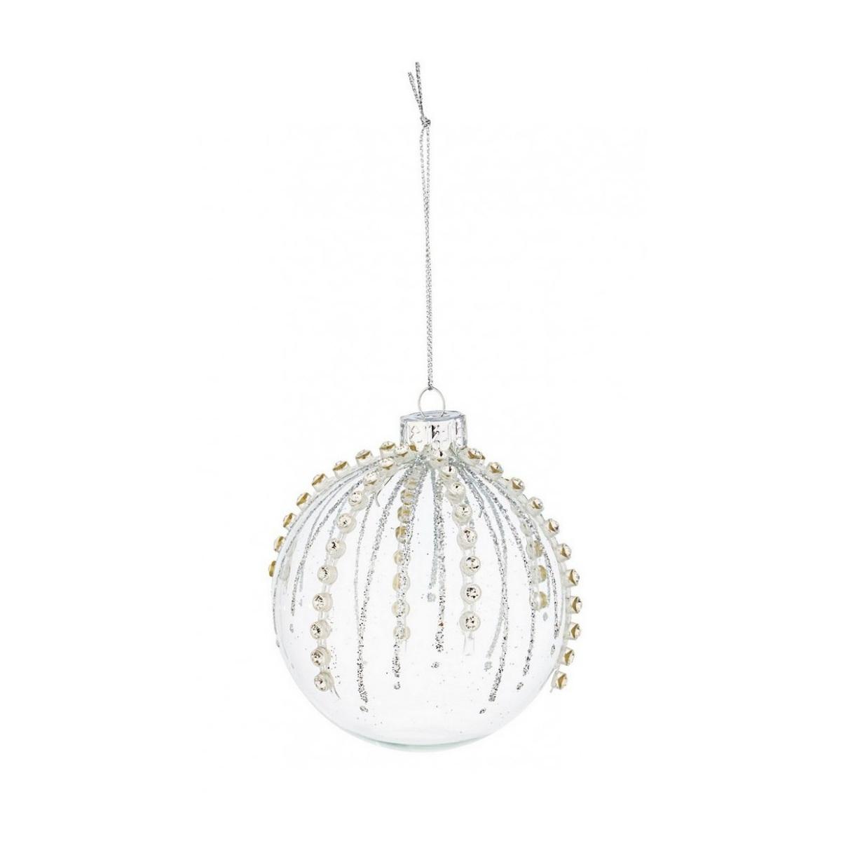 Pallina Natale Vetro cm.Ã˜8 Trasparente con Brillantini |Bizzotto