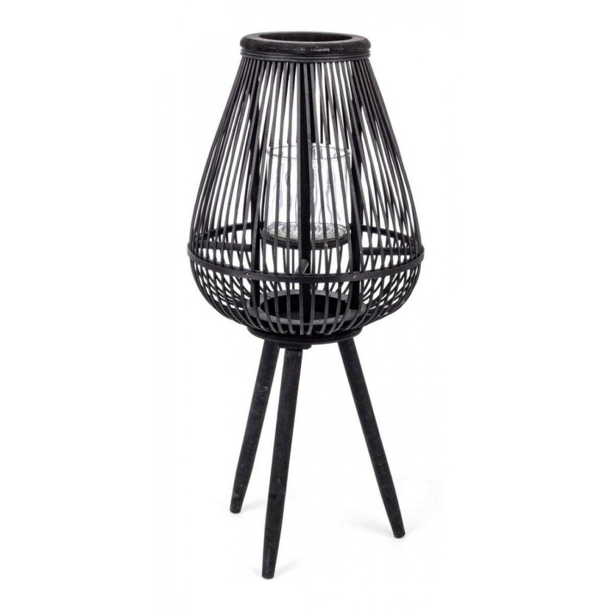 Lanterna Treppiede Bamboo Nero Cm.H78