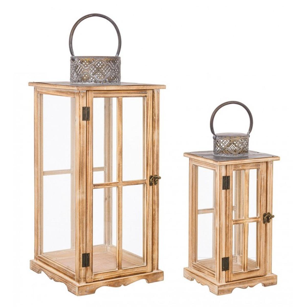 Lanterna Set pz.2 Sharyl Rettangola Nat-Brunito | Bizzotto