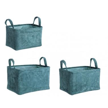 Cesto Set pz.3 con 2 Manici Shirley Rettangolare Ottanio | Bizzotto